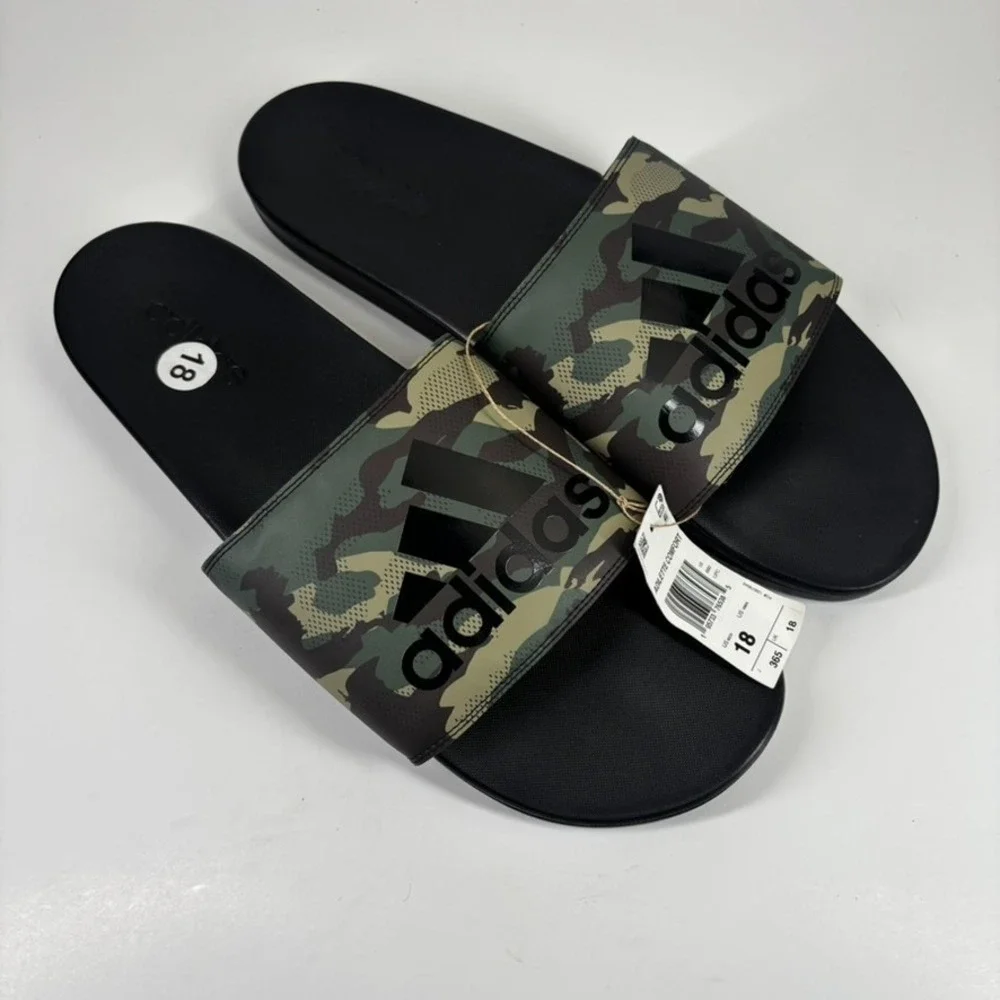 Adidas‎ Adilette Men's US 18 Camouflage Cloudfoam Slip-On Comfort Slide Sandals